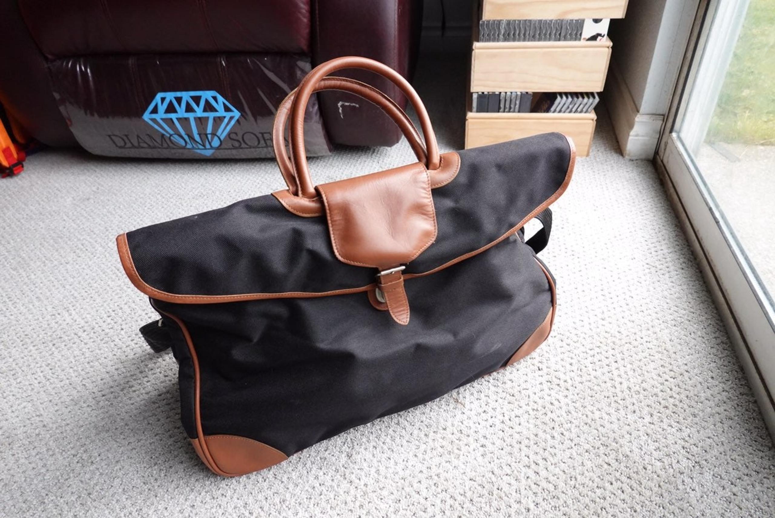 vintage leather nylon duffle bag