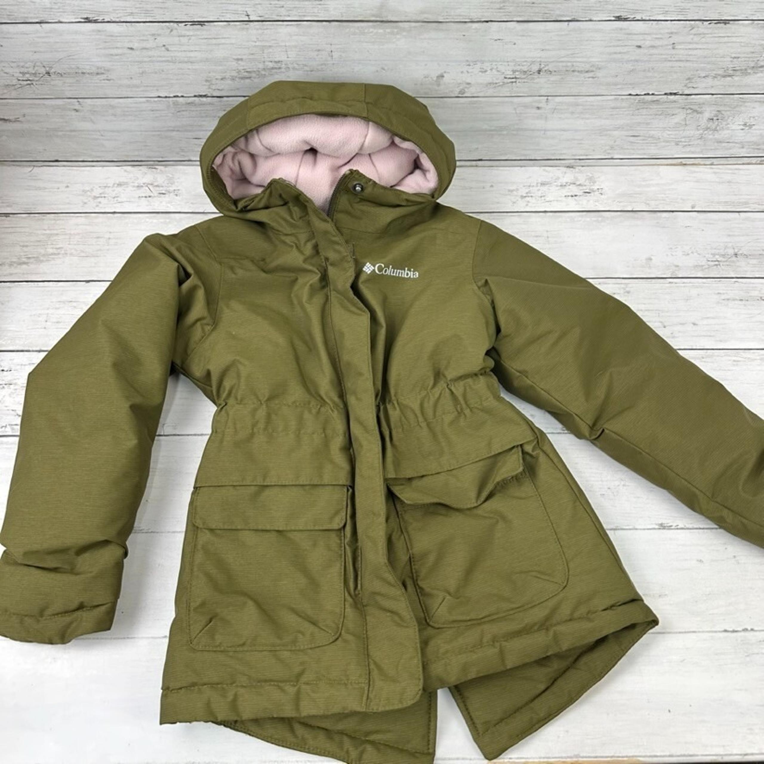 Columbia Girls Parka Green Jacket Size XXS (4/5) hooded lined Winter Jacket