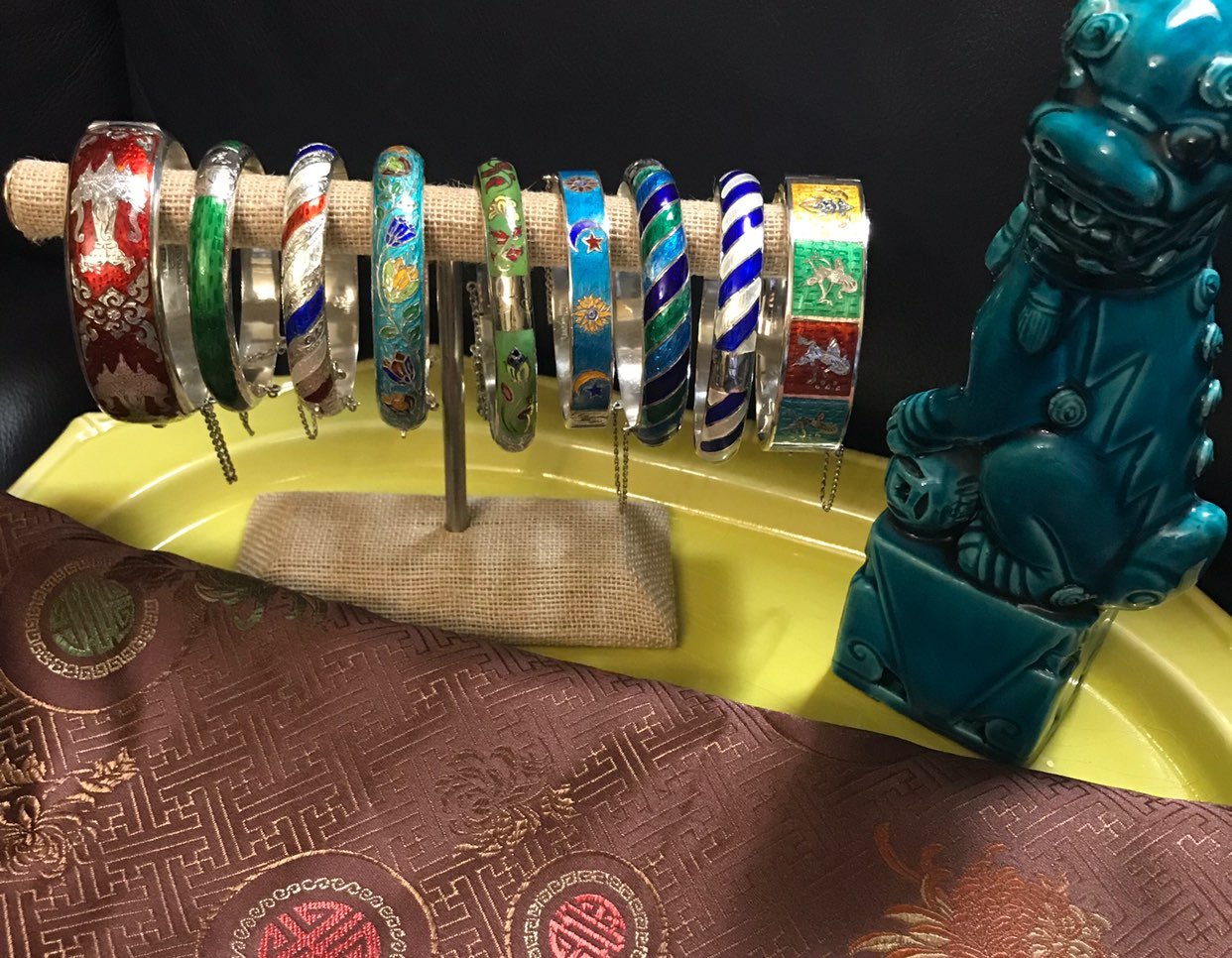 VINTAGE SIAM 925 SILVER ENAMEL BRACELETS