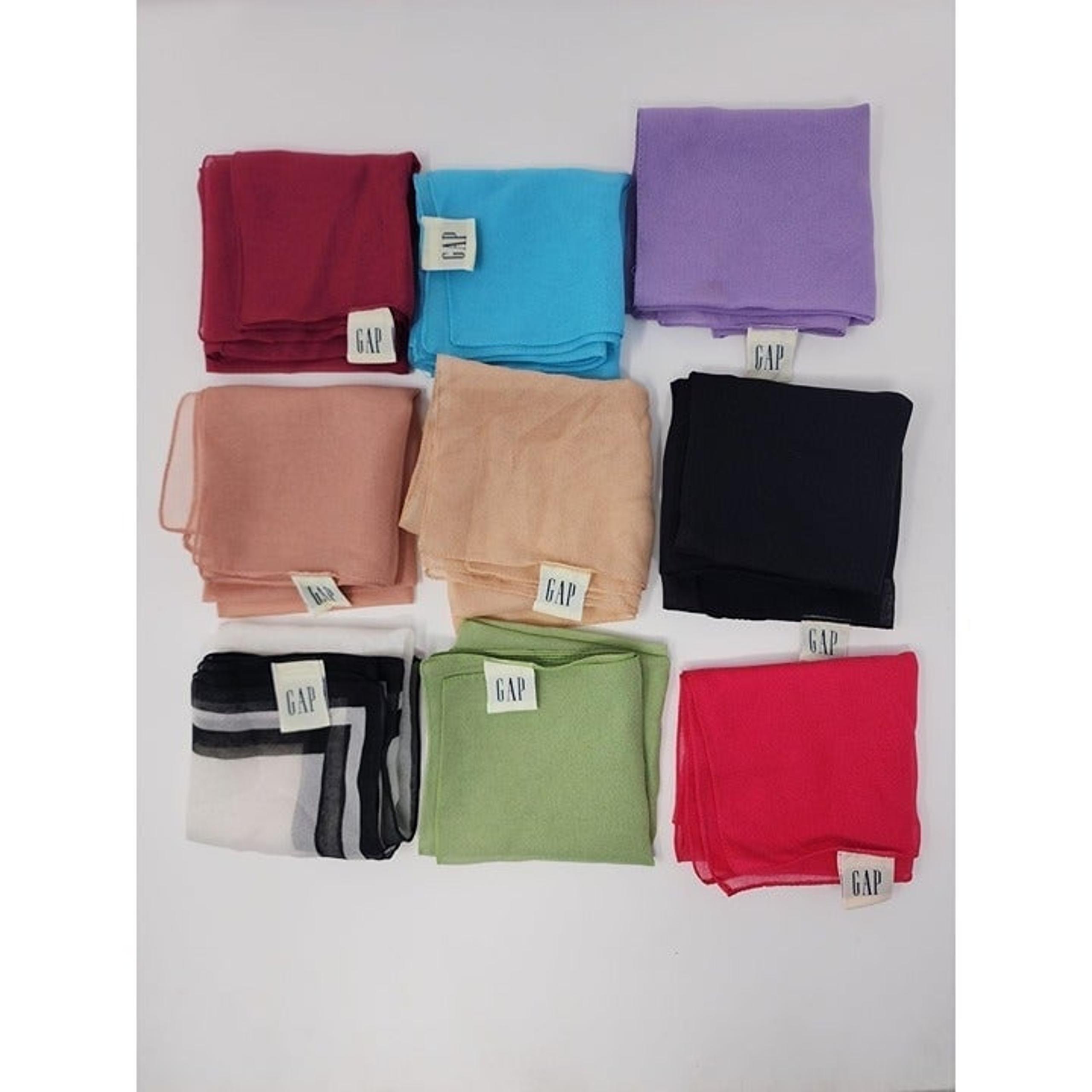 Vintage GAP Polyester Scarves Made In Italy Approximately 15" Square Lot Of 9