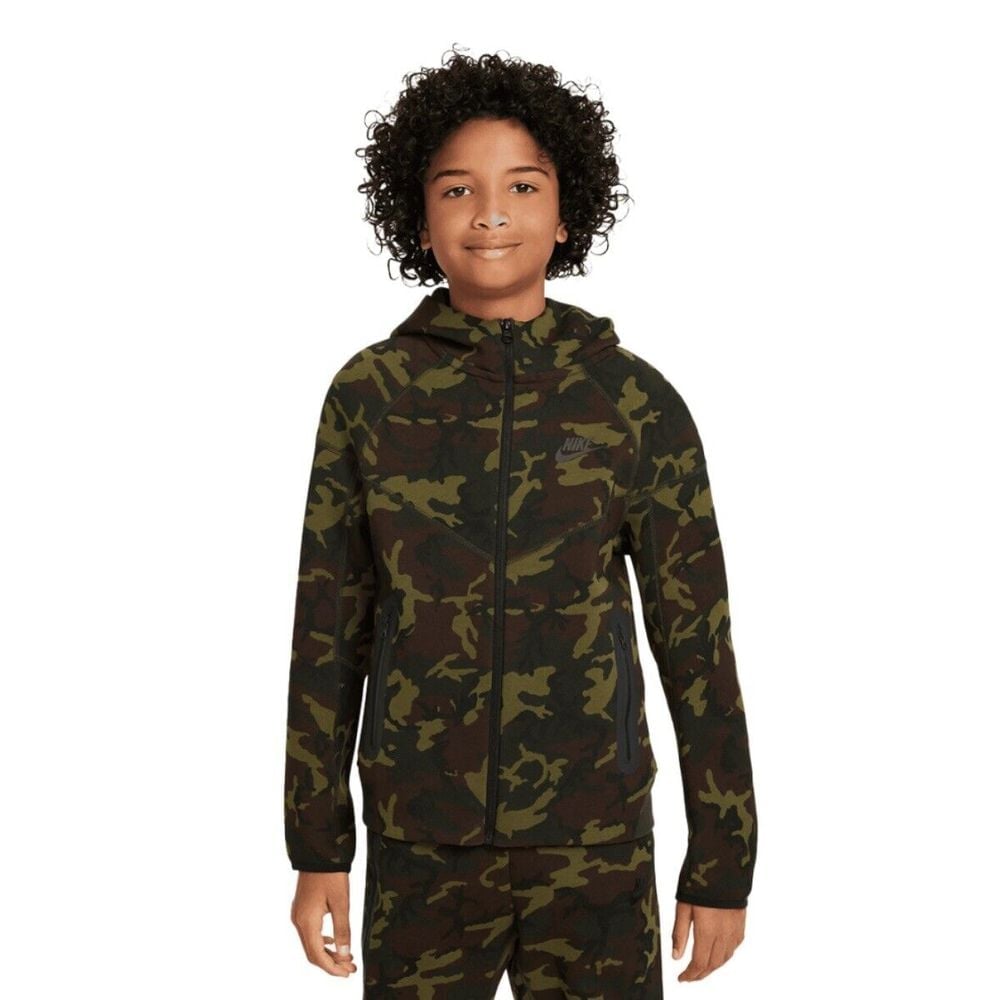 New Nike TECH Fleece Youth Full Zip Hoodie Jacket Kids FN9118 Boys Sz Large Camo