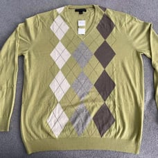 BANANA REPUBLIC SWEATER V-NECK ARGYLE LARGE MEN