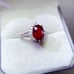 3CT Natural Mozambique Ruby Ring 8x10mm Platinum Plated Sterling Silver