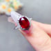 3CT Natural Mozambique Ruby Ring 8x10mm Platinum Plated Sterling Silver