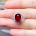3CT Natural Mozambique Ruby Ring 8x10mm Platinum Plated Sterling Silver
