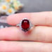 3CT Natural Mozambique Ruby Ring 8x10mm Platinum Plated Sterling Silver