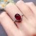 3CT Natural Mozambique Ruby Ring 8x10mm Platinum Plated Sterling Silver