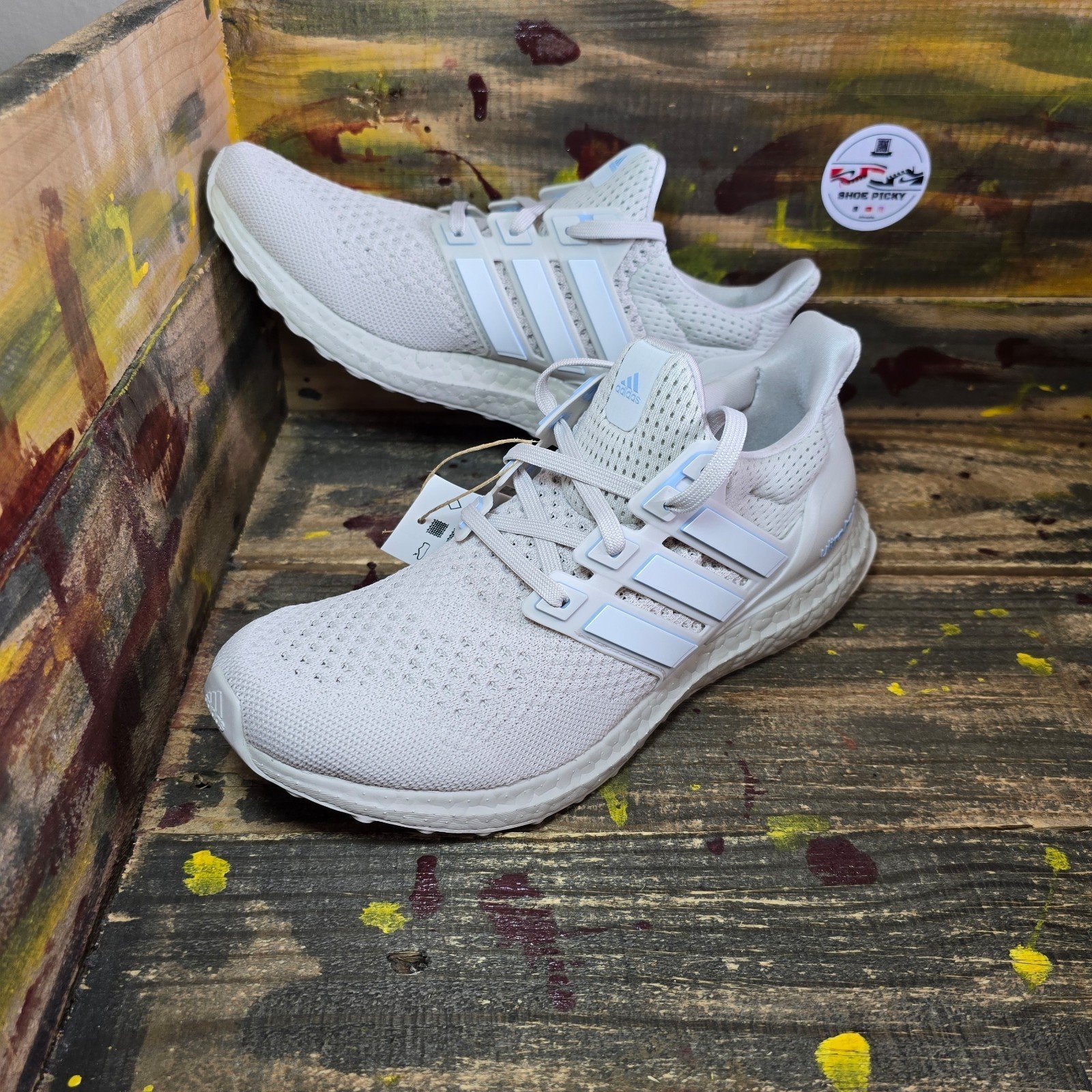 adidas Ultra Boost 1.0 Grey Nude Glow Blue Running Shoes JH9211 Women's Size 8.5