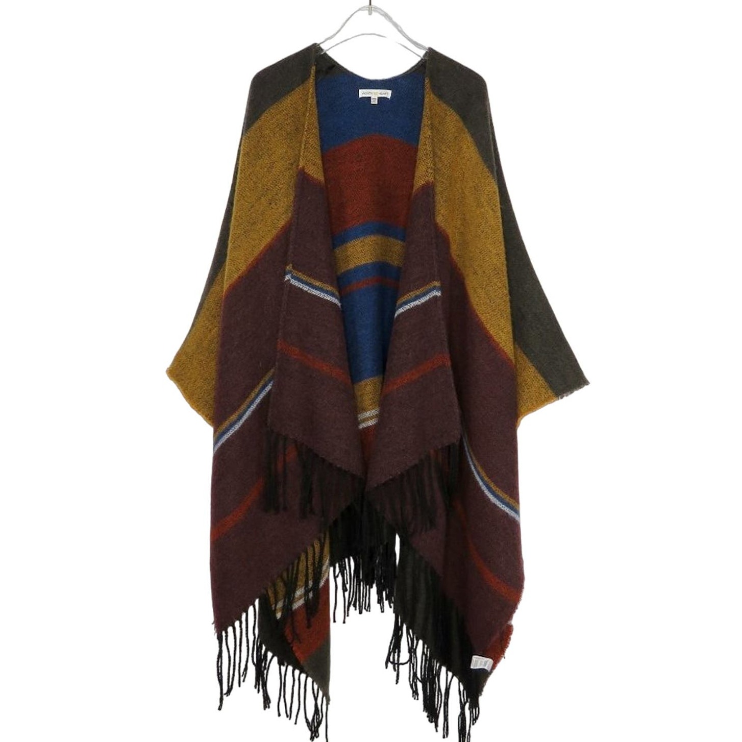 Urban Outfitters Woven Heart Knit Cape Shawl Sweater with Tassels