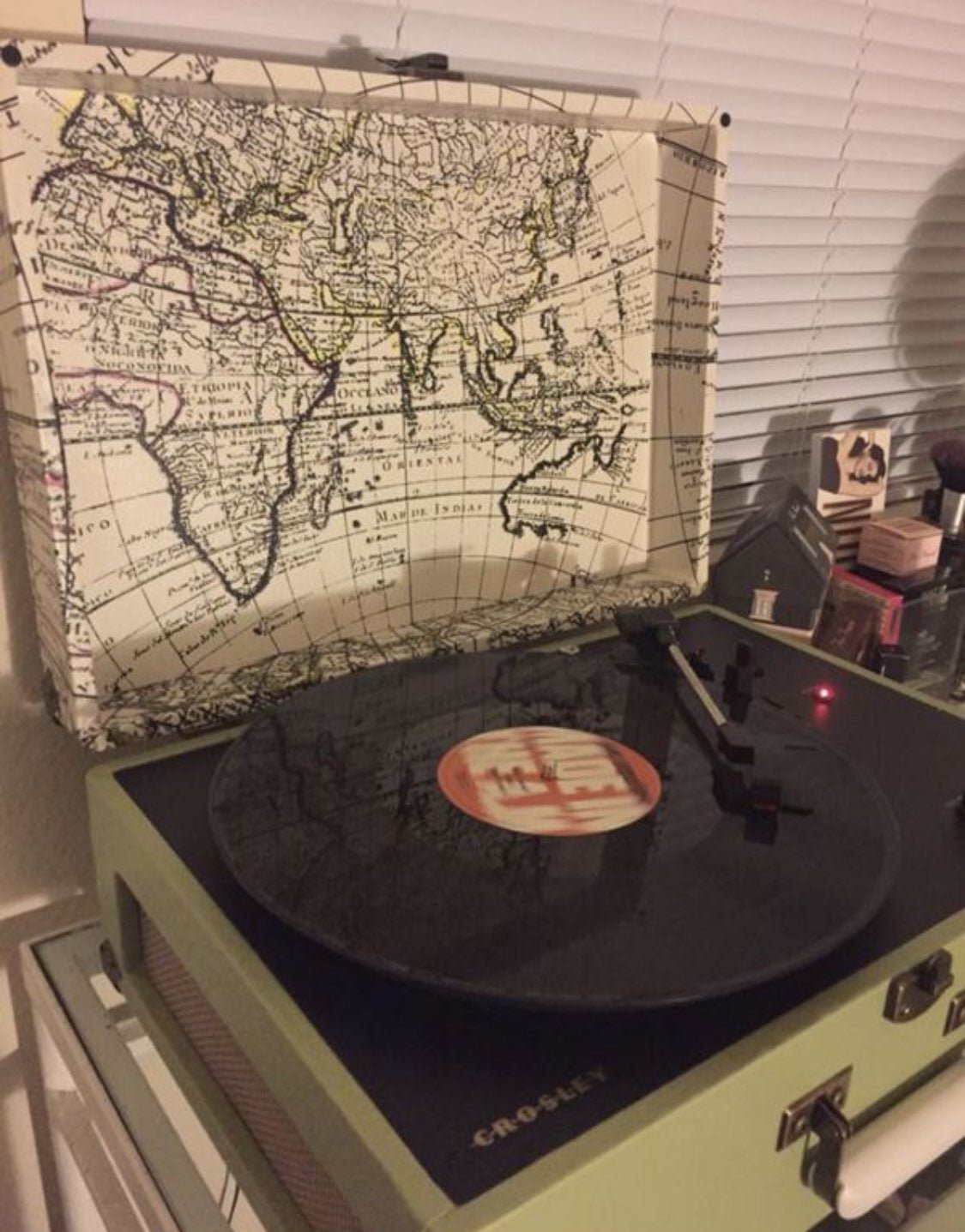 crossley world map record player