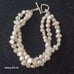 Vtg.sterling Silver Genuine pearls - three strands bracelet- 8.05 in.