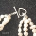 Vtg.sterling Silver Genuine pearls - three strands bracelet- 8.05 in.