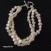 Vtg.sterling Silver Genuine pearls - three strands bracelet- 8.05 in.