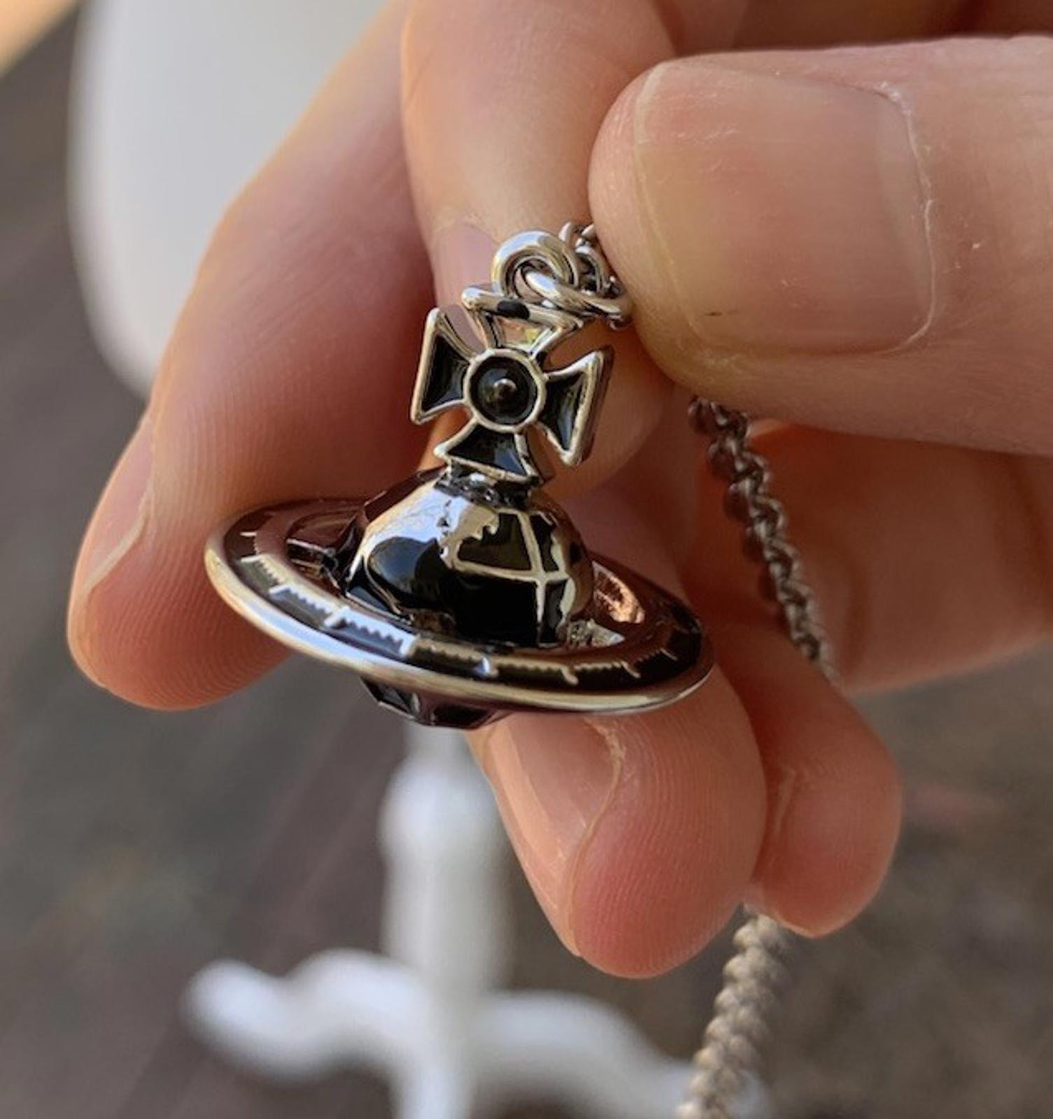 Vivienne Westwood Galileo Orb Necklace 2.2cm Silver Pendant with drawstring