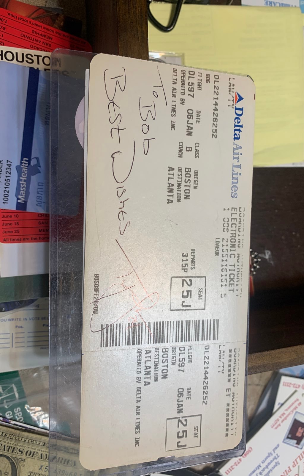 autographed memorabilia Delta Airlines Ty Law