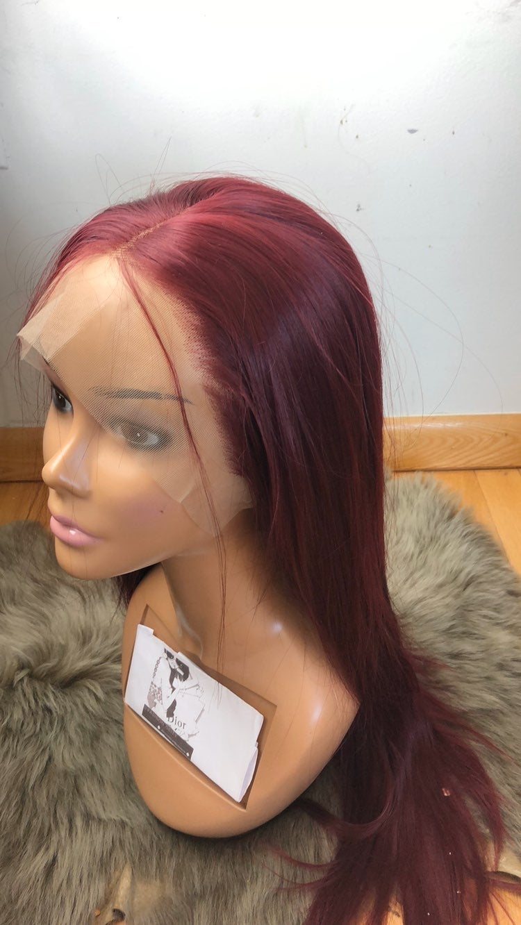 22 WINE RED STRAIGHT LACEFRONT WIG *NEW