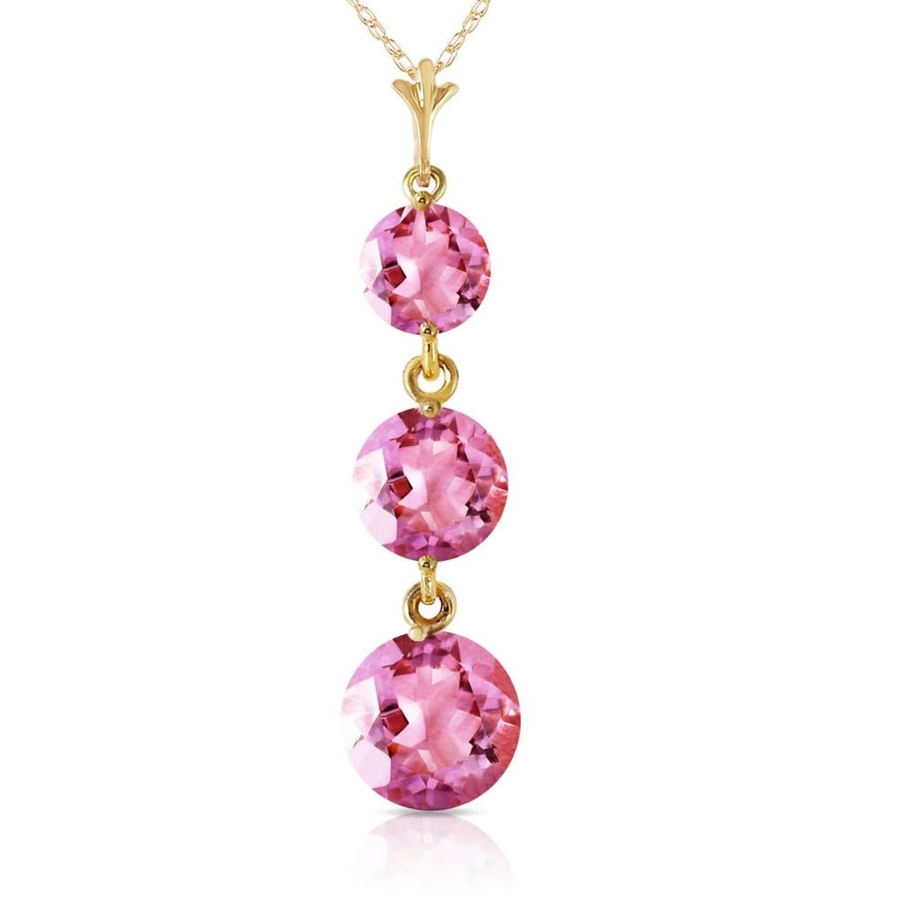 14K. SOLID GOLD NECKLACE WITH NATURAL PINK TOPAZ