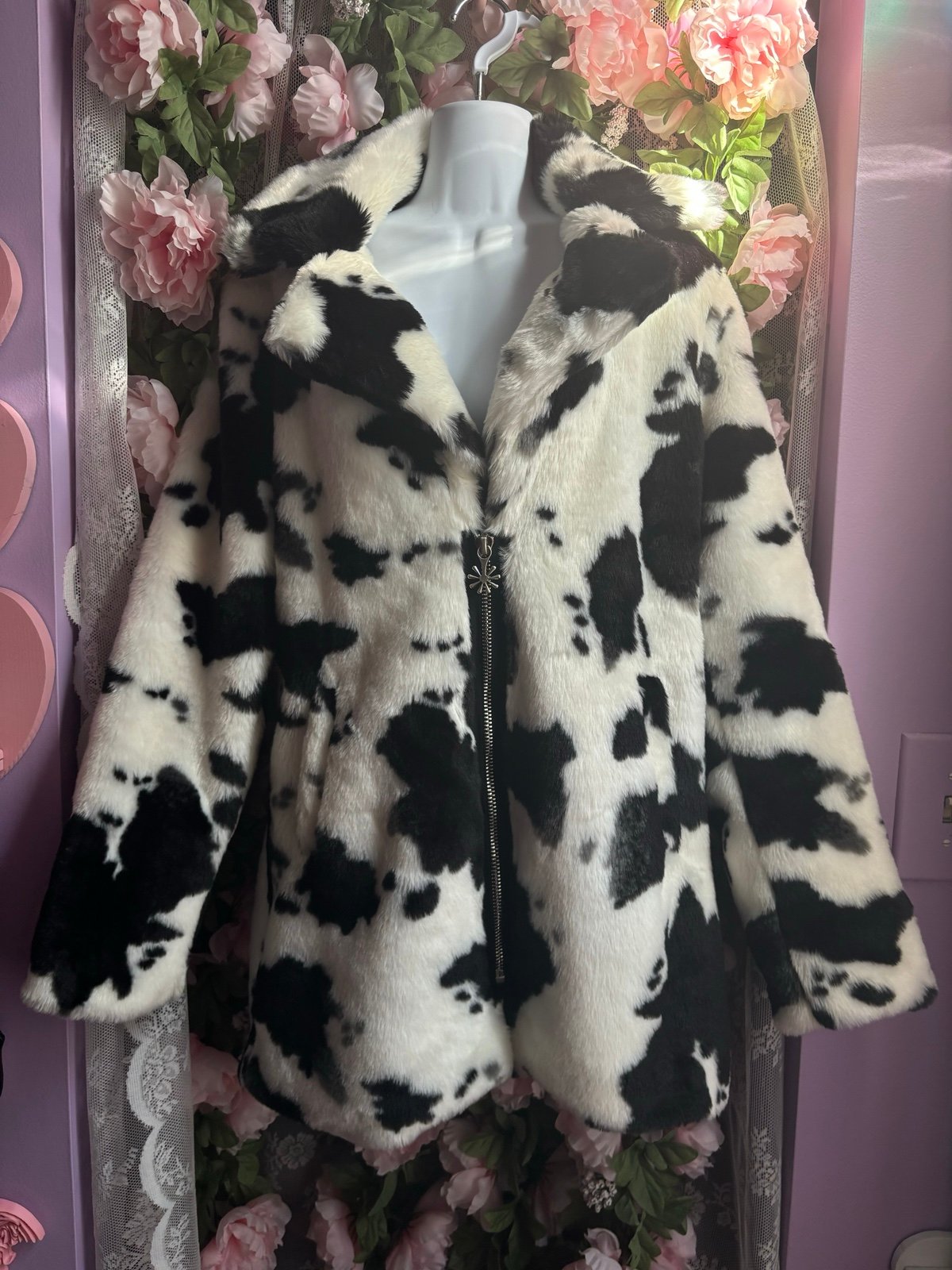 Delia’s x Dollskill cowprint coat