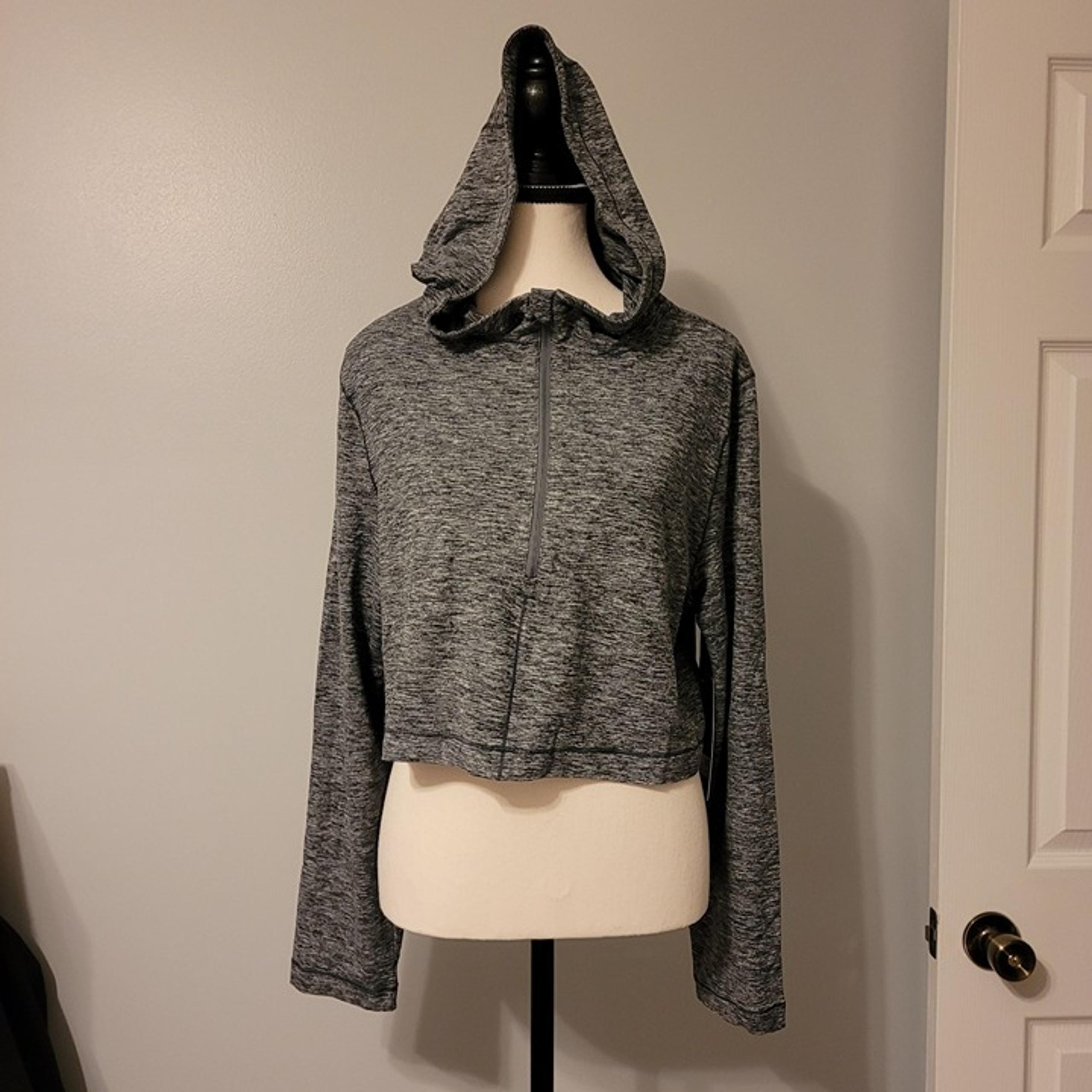 NWT 90 Degree By Reflex Athleisure Gym Yoga Cropped Hooded Zip Pullover Womens L