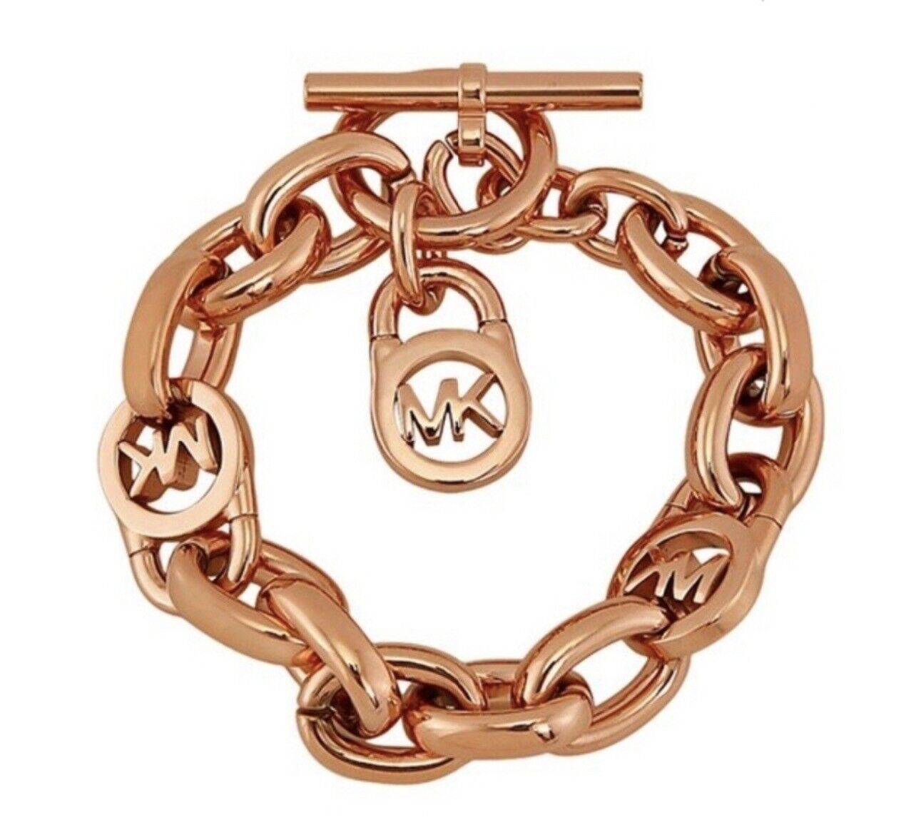 Michael Kors Rose Gold MK Chunky Chain Link Bracelet New