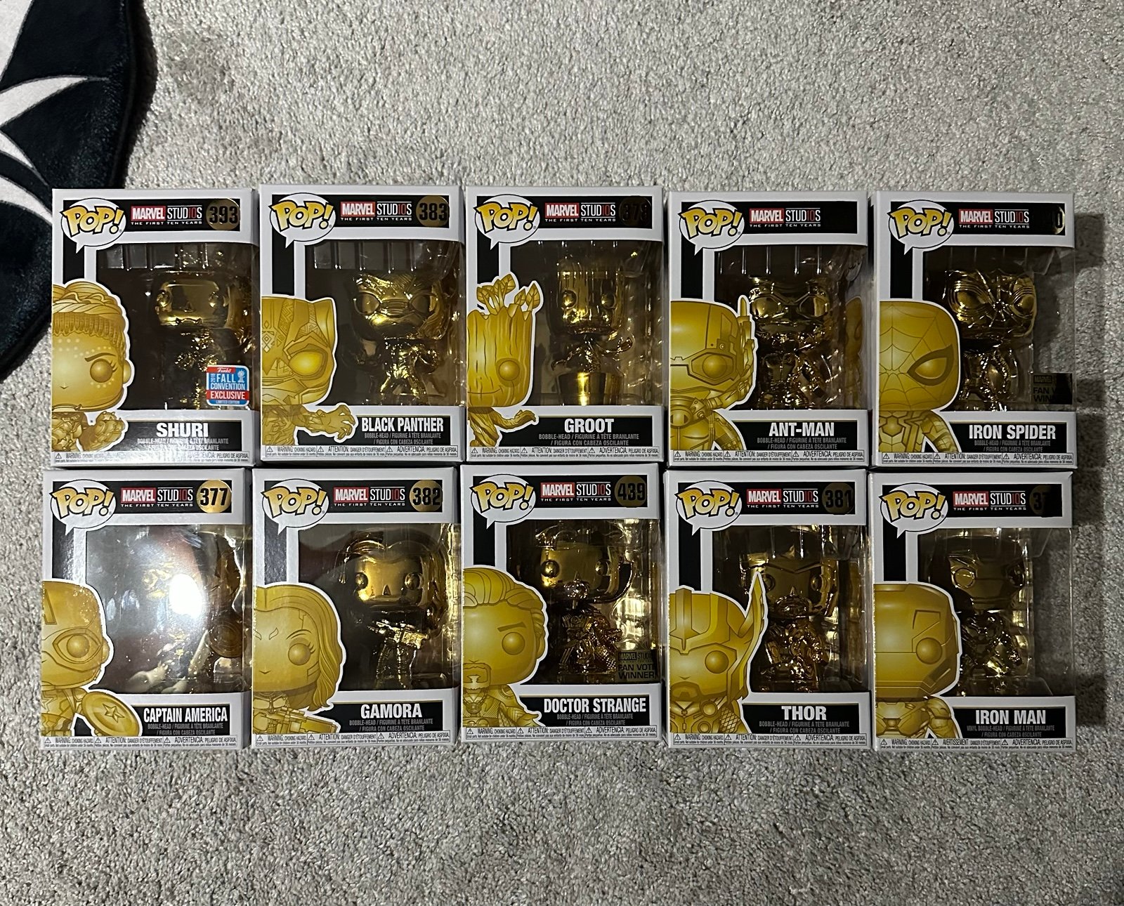 Marvel Studios 10th Anniversary Gold Chrome Funko Pop Bundle