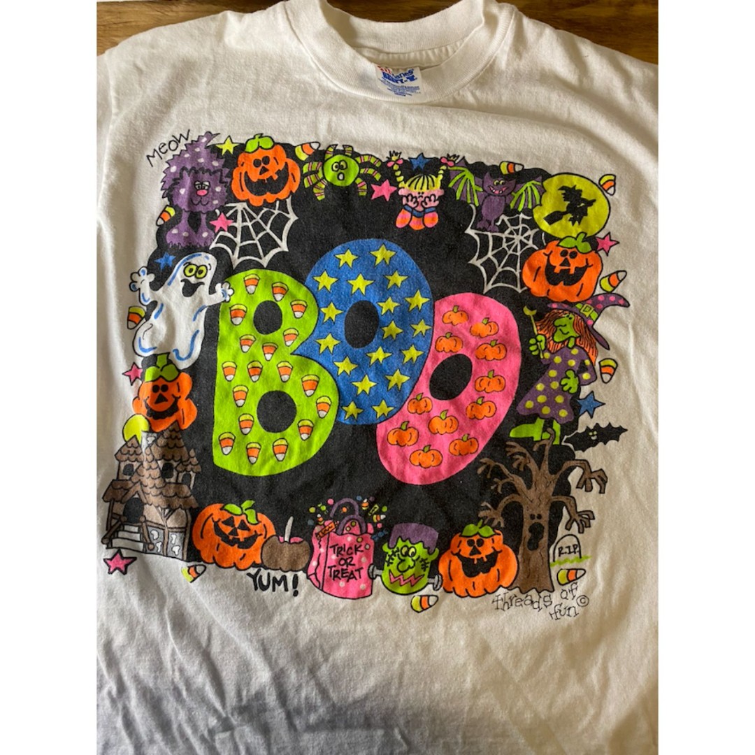 Vintage Threads Of Fun - Halloween • 90's Single Stitch Hanes Beefy T - Medium