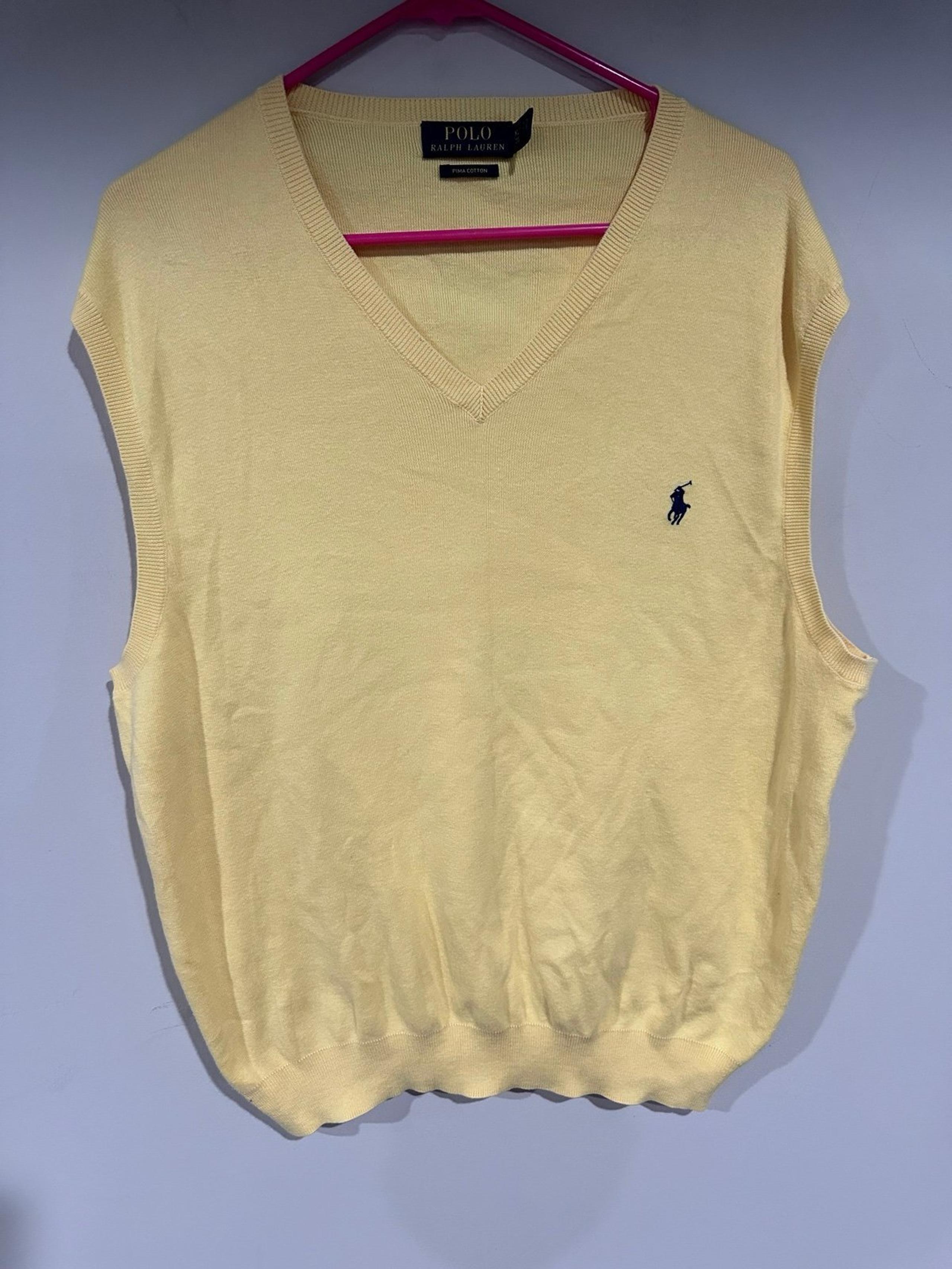 Polo Ralph Lauren Sweater Vest Size Xl Men Yellow Sleeveless V-Neck Prima Cotton