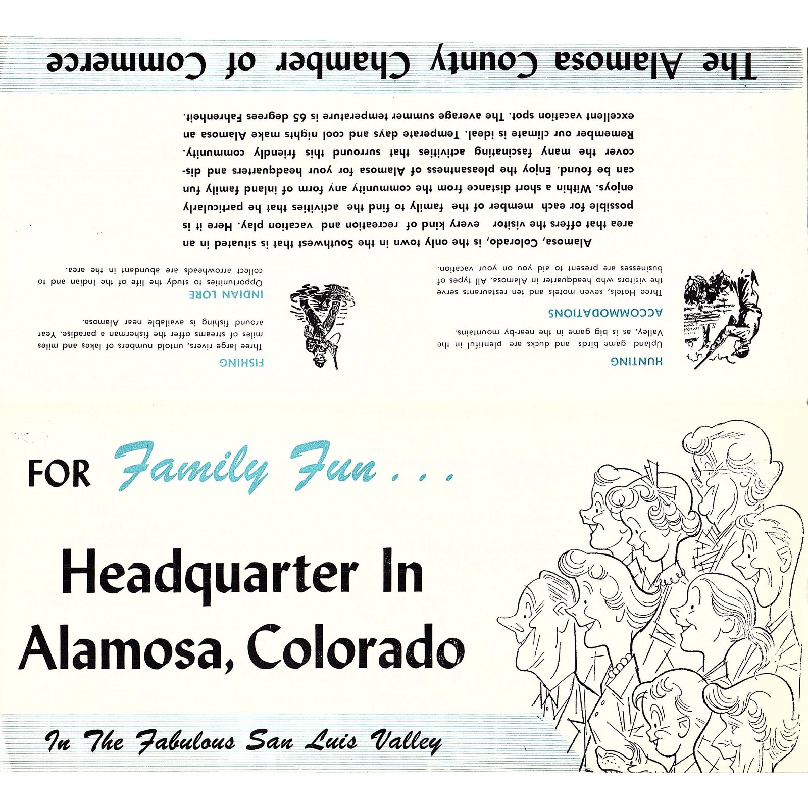 c1950 Alamosa Colorado Fold Out Travel Information Guide Leaflet AF9-2