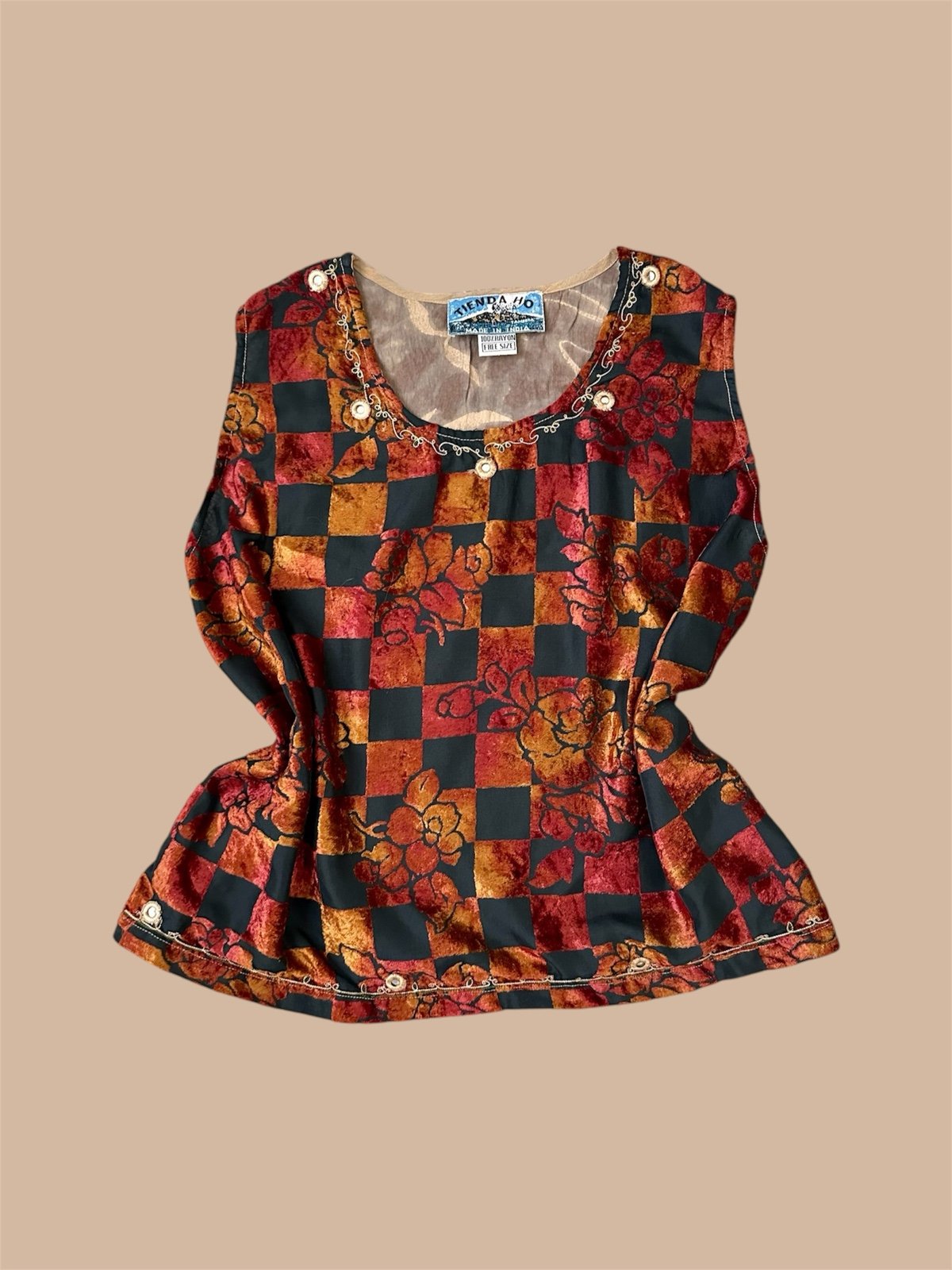 RARE Tienda Ho Muscle Tank Top Women’s One Size Velvet Orange Red VTG 90s 80s