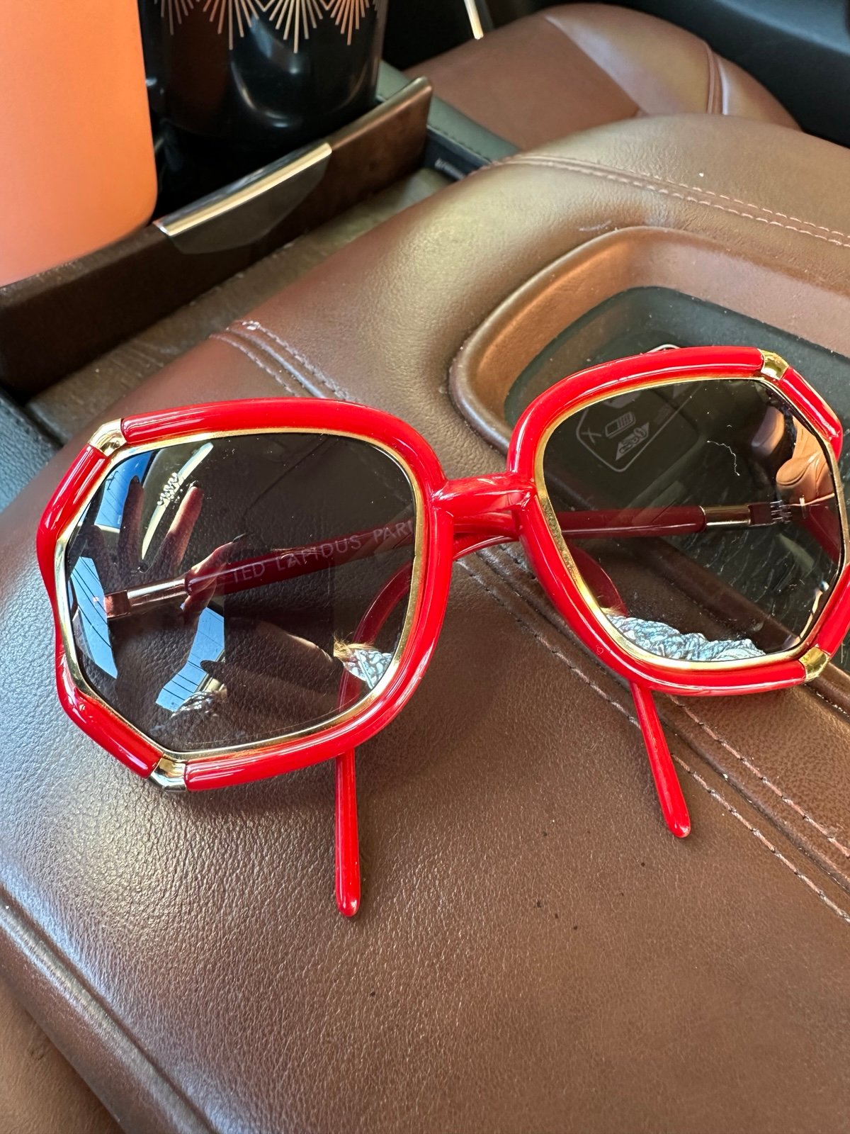 vintage Red Ted Lapidus Sunglasses Red Gold