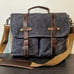 New 15.6 In Unisex Vintage Leather & Waxed Canvas Briefcase Satchel Laptop Bag