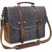 New 15.6 In Unisex Vintage Leather & Waxed Canvas Briefcase Satchel Laptop Bag
