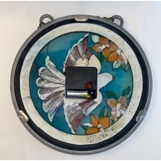 Vintage Westclox Quartz Stained Glass Hanging Clock Bird and Flowers (Works)