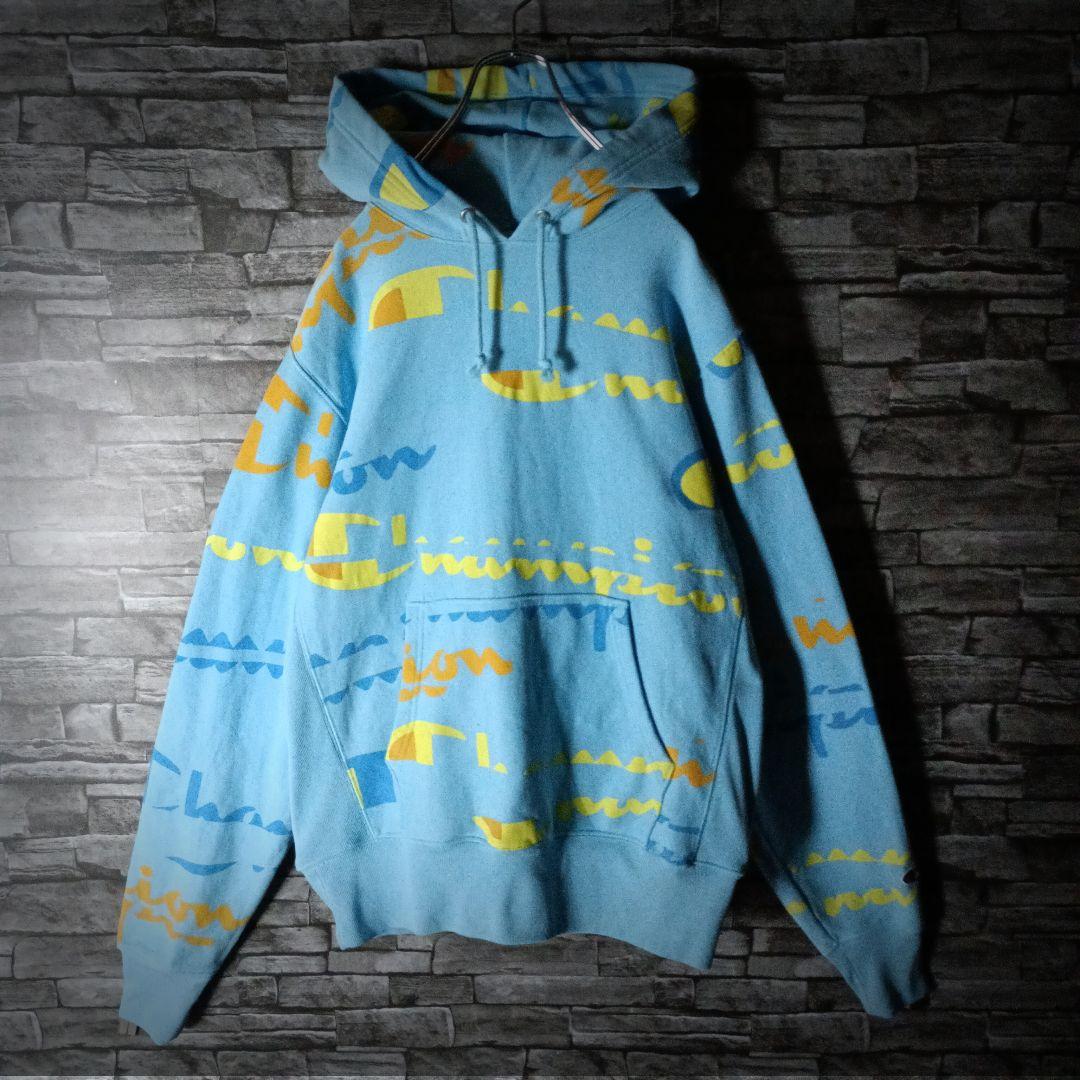 Champion Reverse Weave Hoodie, All-Over Logo, Bold, Colorful, Oversized Silhouette