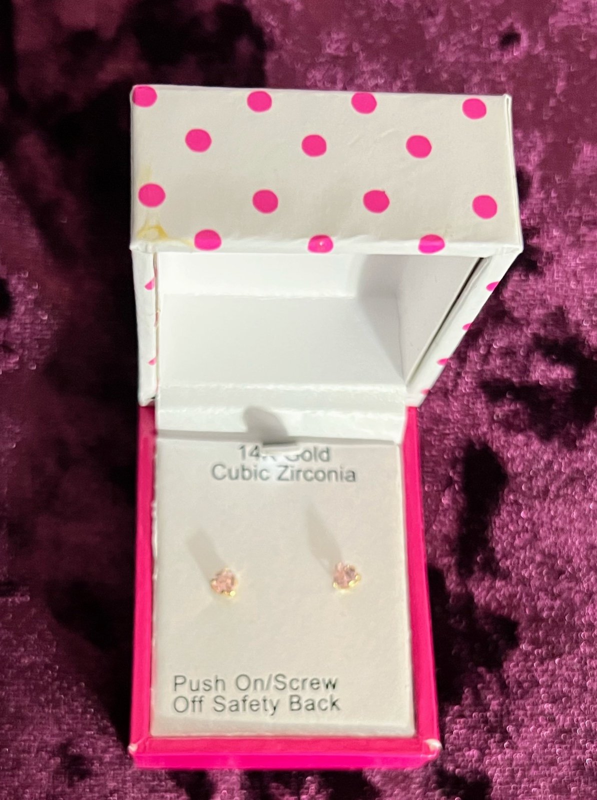 Girls pink stud earrings