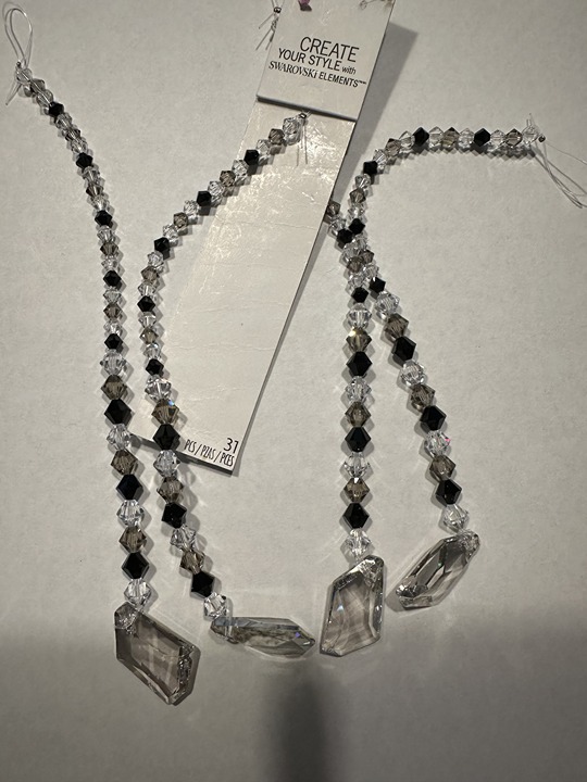 Swarovski Crystal Black Clear Asymmetrical Strands - 124 CRYSTALS!