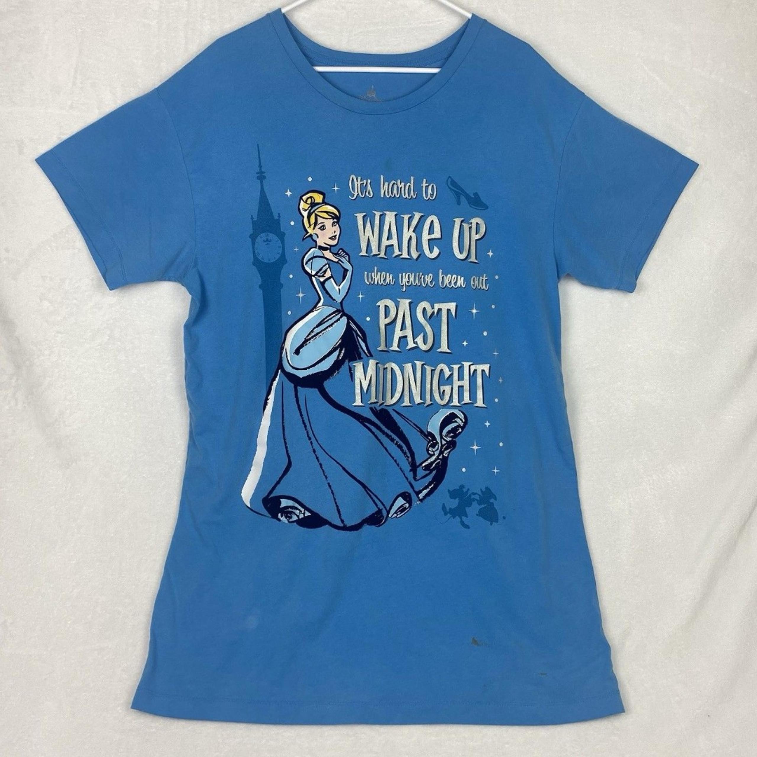 Disney Graphic Print Cinderella Pajama Shirt Gown Sleepwear Womens One Size Blue
