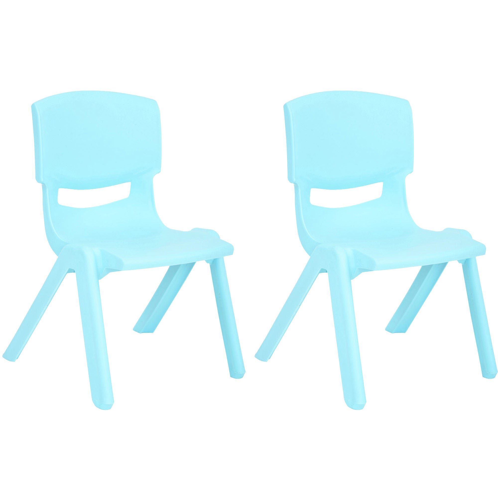JOON Stackable Plastic Kids Learning Chairs, Baby Blue, 20.5x12.75X11 Inches, 2