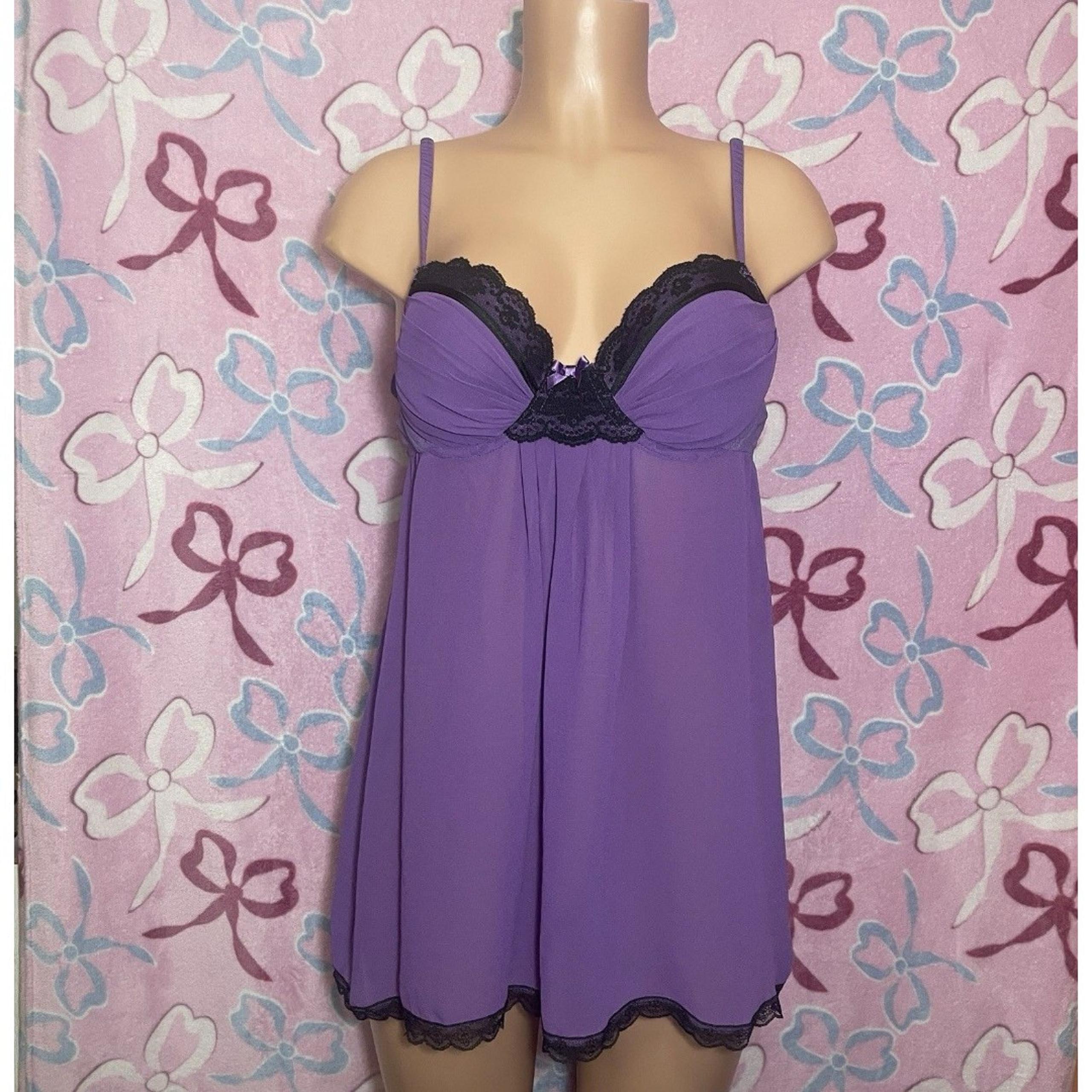 Apt. 9 Purple Wired Sheer Lingerie Chemise Lace Slip Size Large