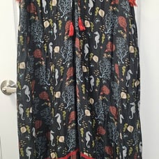 Carolina K Kaftan Sea Horse Coral Shell Short Sleeve Maxi Dress Blue Beach M