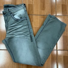 Size 38 Lamasini Jeans Grey Wash Stitch Classic Slim Jeans