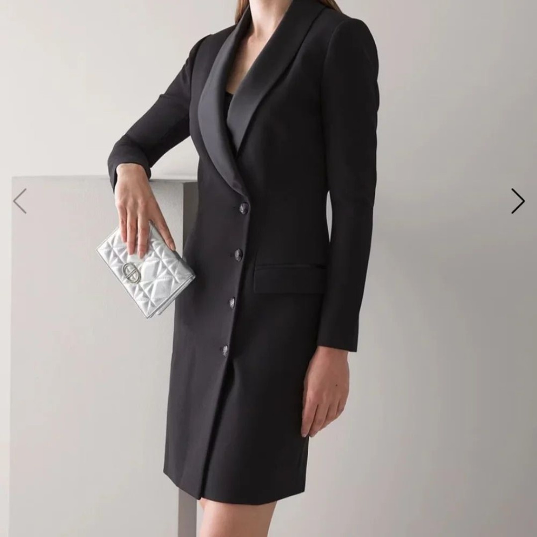 White House Black Market Black Long-Sleeve Blazer Dress Size 16
