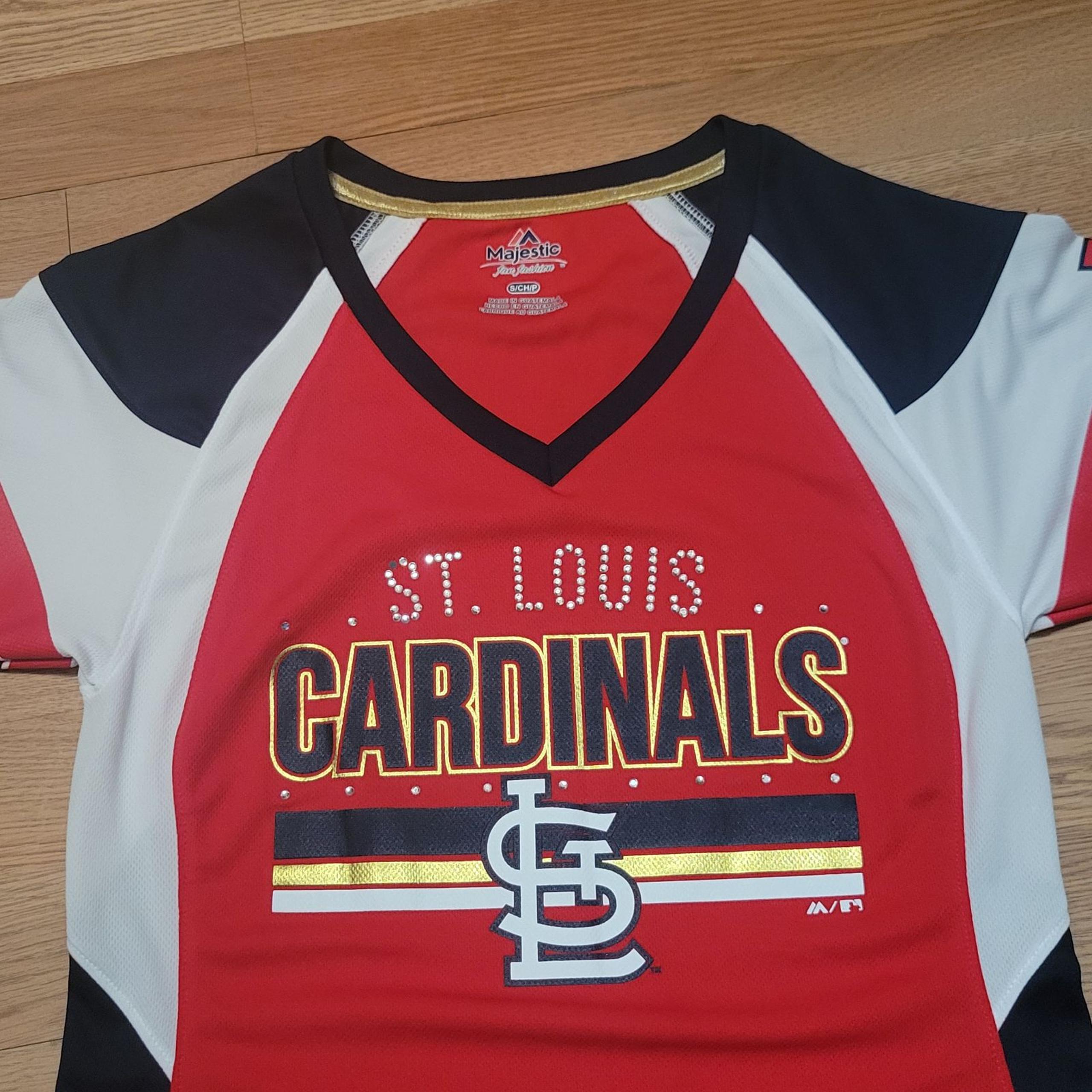 Majestic St Louis Cardinals Women's Size S Shirt Jersey Bling Fan Apparel MLB