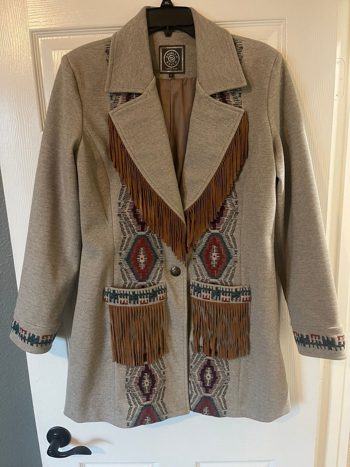 Double D Ranch Western Fringe and Embroidered Jacket Size Medium Cowgirl
