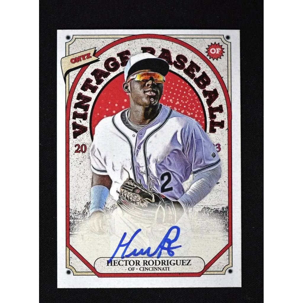 2023 Onyx Vintage Blue Signatures #VAHR Hector Rodriguez - Cincinnati Reds