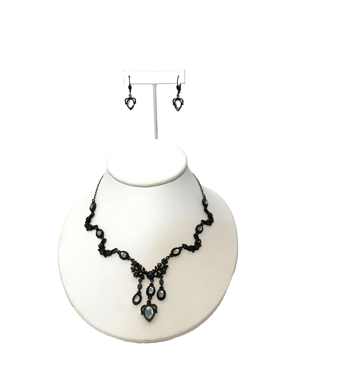 Roxanne Assoulin Vintage Metal Stone Necklace With matching Earings Signed