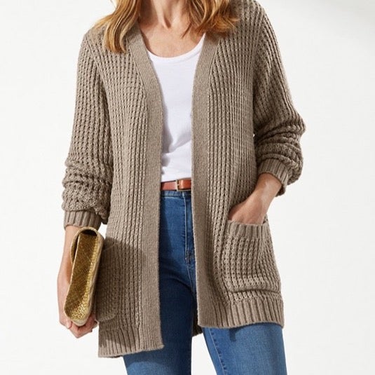NWT Tommy Bahama Tuck Stitch Cardigan-Soft Brown