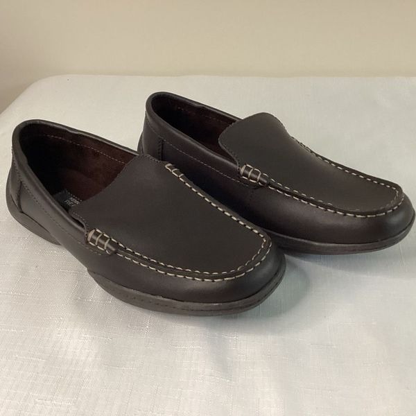 Kenneth Cole Reaction Boys Brown Leather Loafers Size 4.5