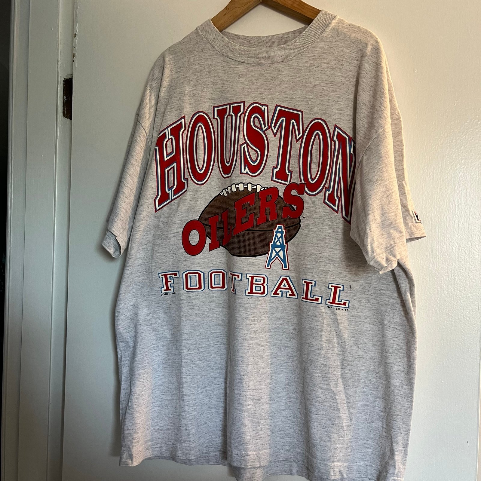 Vintage 1990 Logo 7 Houston Oilers Football T-Shirt XL