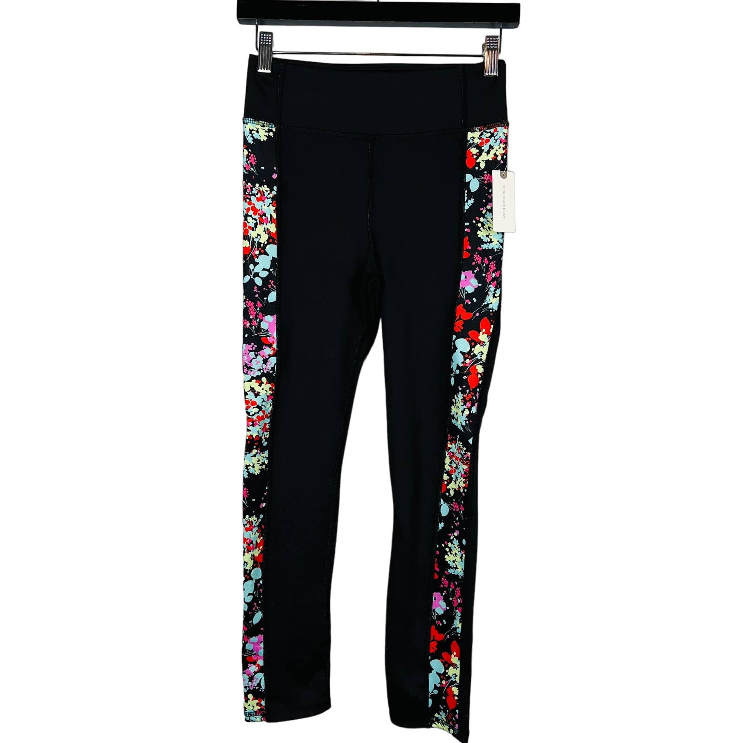 NEW! Daily Practice Anthropologie Leggings Black Floral - S